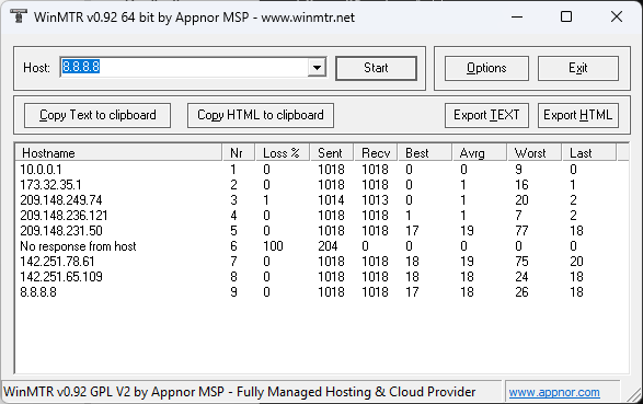 WinMTR