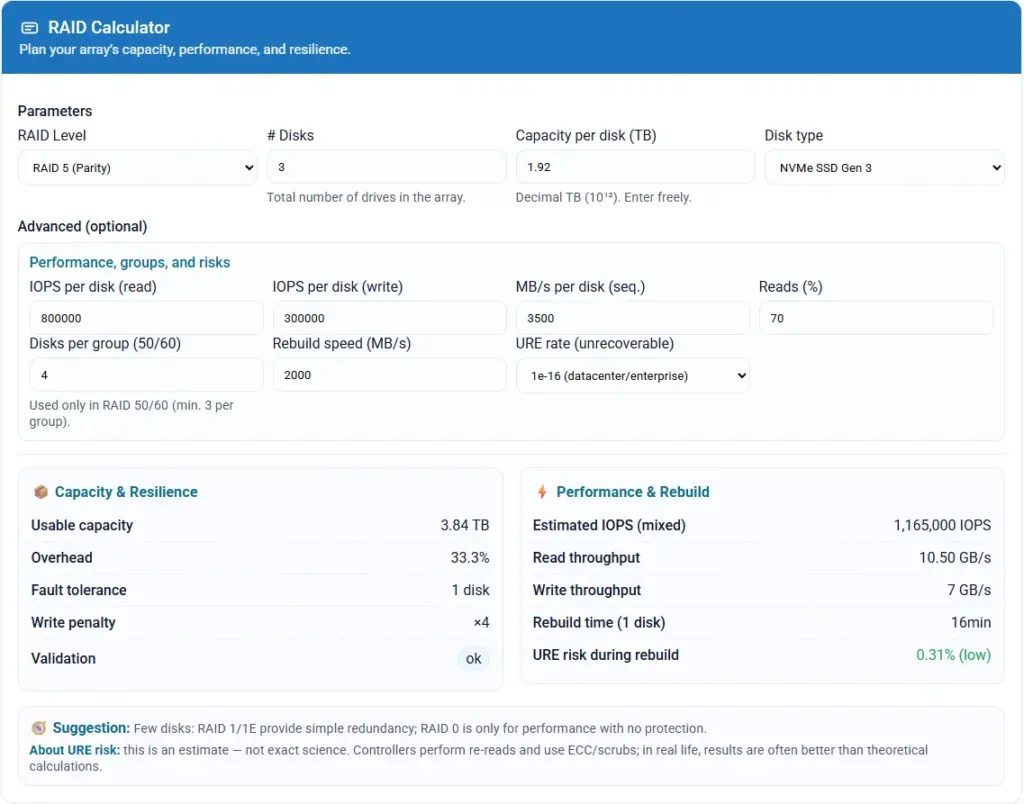 RAID Calculator